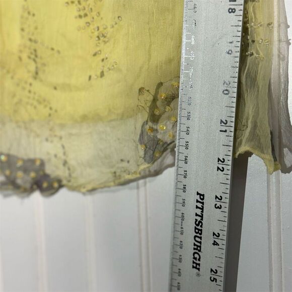 Misomiso Yellow Sheer Beaded Floral Top L 100% Silk Fairycore Romantic NWT - Picture 6 of 11